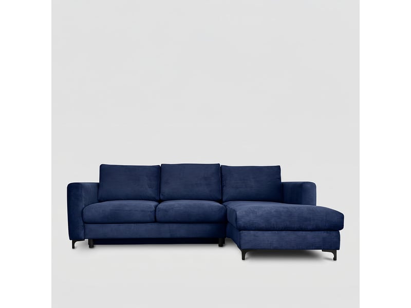  Canapé d'angle droit convertible - 4 places - velours côtelé - fiesole - bleu foncé 3CA52.CA.4AC.D.15 - Conforama C