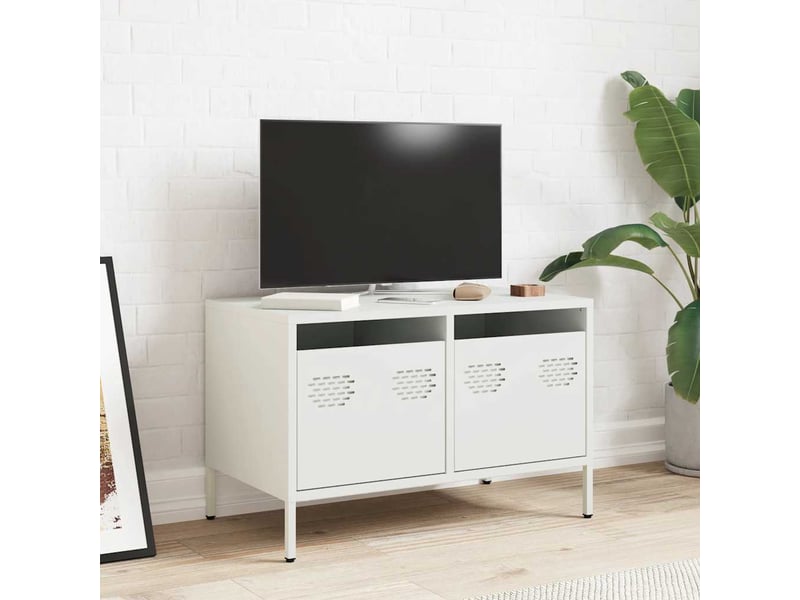  Meuble tv - banc tv - meuble de rangement blanc 68x39x43,5 cm acier laminé à froid  - Conforama C