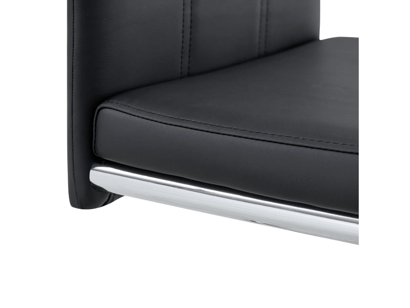  Chaise de salle à manger moderne noire, assise en similicuir &amp; piétement métal – design ergonomique pour intérieur contemporain  - Conforama D