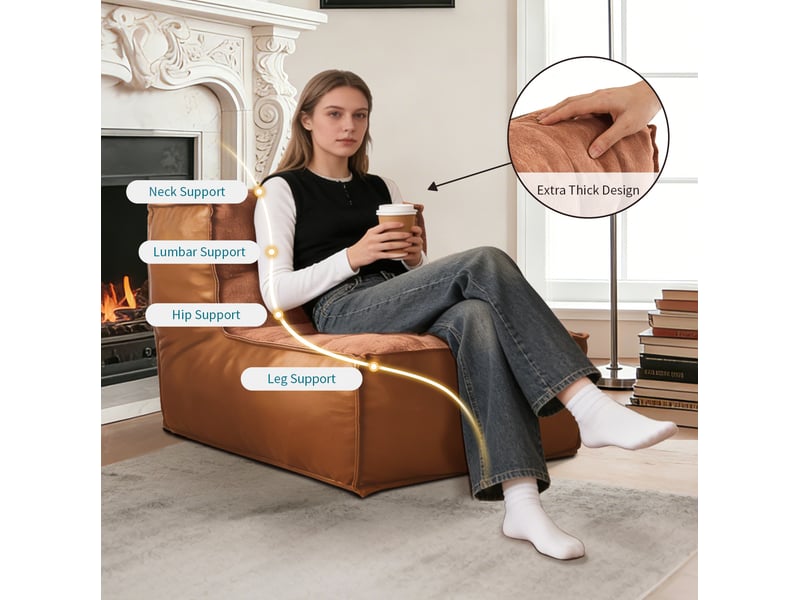  Fauteuil relax 1 place marron en tissu avec table d'appoint intégrée, confort et style pour votre salon  - Conforama E