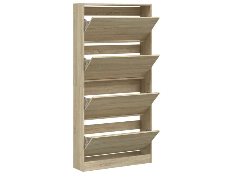  Meuble à chaussure | armoire à chaussures 4 tiroirs rabattables chêne sonoma  - Conforama E