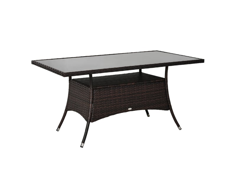  Table de jardin 150x85 cm en métal avec plateau en verre de sécurité evryae  - Conforama A