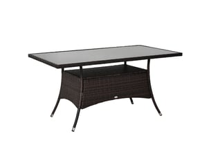 Table de jardin 150x85 cm en métal avec plateau en verre de sécurité evryae