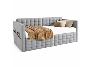 Lit banquette 90x190 cm <strong>HAVRYA</strong>  <strong></strong> coloris bois clair