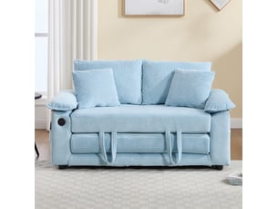 Fauteuil d'appoint avec coussin cervical et lombaire, design moderne pour salon et bureau, en chenille, bleu