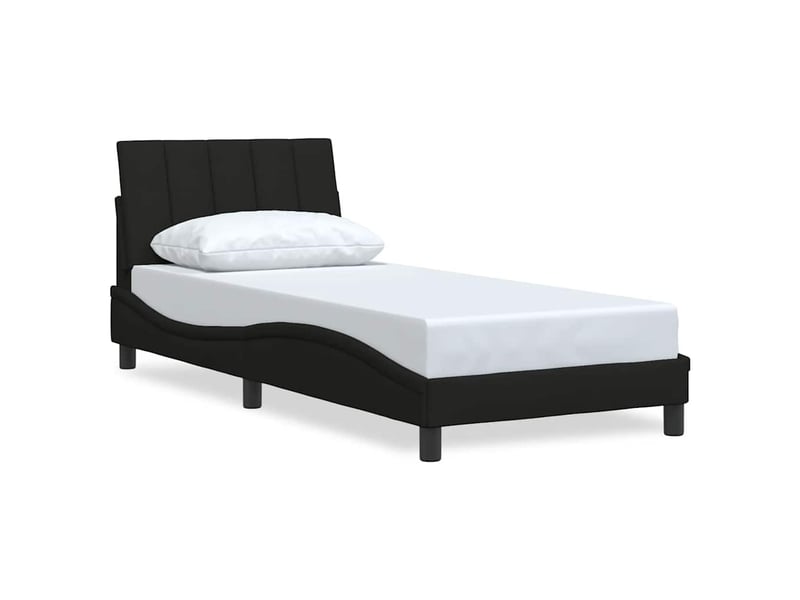 Lit simple- lit adulte - cadre de lit sans matelas hanko noir 80x200 cm tissu - Conforama A