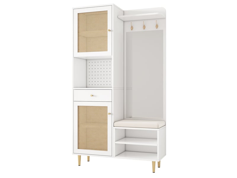  Portemanteau avec banc et rangement 99 x 180 cm en panneau de particules  - Conforama W