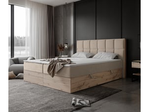 Lit coffre 120x200cm <strong>IDOHOME</strong>  <strong>LAVIO II</strong> coloris beige