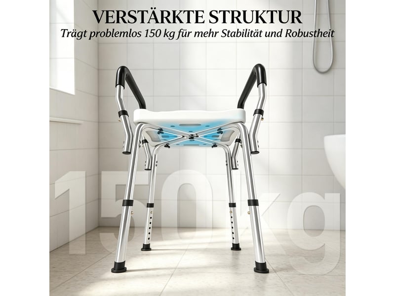 Chaise de douche inclinable réglable en hauteur, pieds antidérapants pour seniors - Conforama E