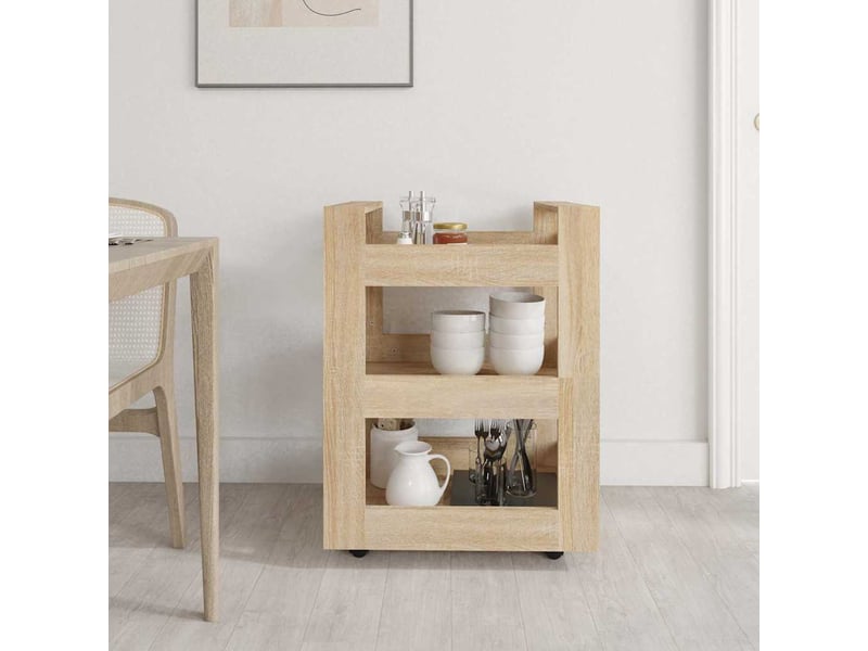  Desserte de cuisine, chariot de rangement chêne sonoma 60x45x80cm bois d'ingénierie shl3944  - Conforama C