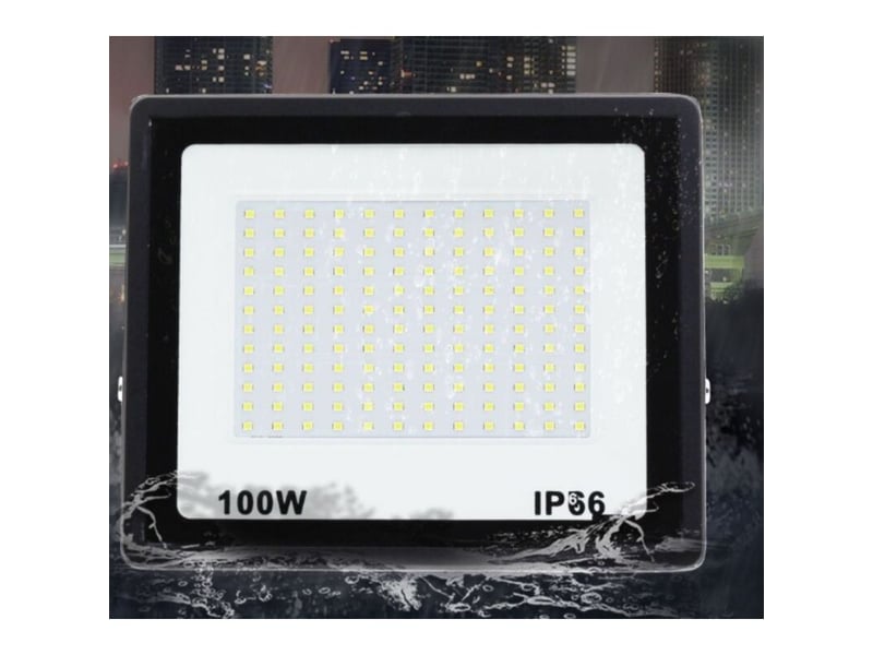 Projecteur led extérieur 100w, lumière blanche froide 10000lm 6500k, étanche ip66, 144 led, garage - rwprojecteur seul - Conforama C
