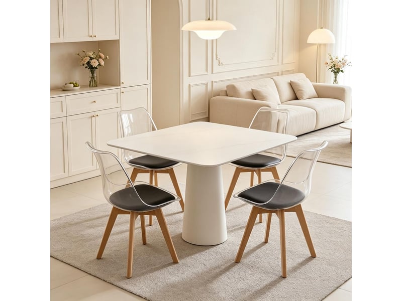 Lot de chaises 4 pièces design moderne chaise repas structure en bois stable conception légère aspect unique assise confortable - Conforama B