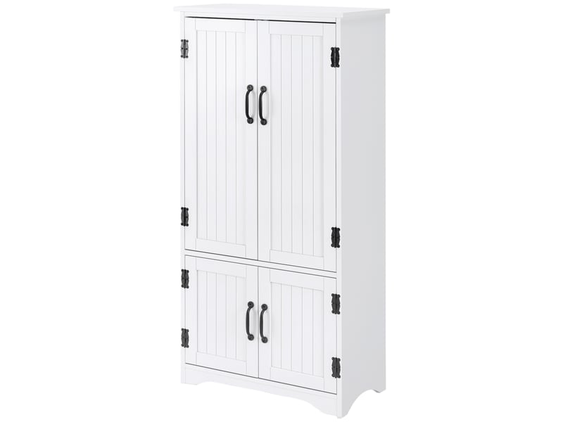 Buffet de cuisine armoire de cuisine contemporaine multi-rangements 2 placards 3 étagères blanc 60 x 30 x 123 cm - Conforama B