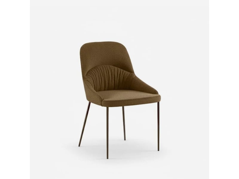  Lot de 4 chaises rembourrées en tissu facile à nettoyer shell - marron  - Conforama C