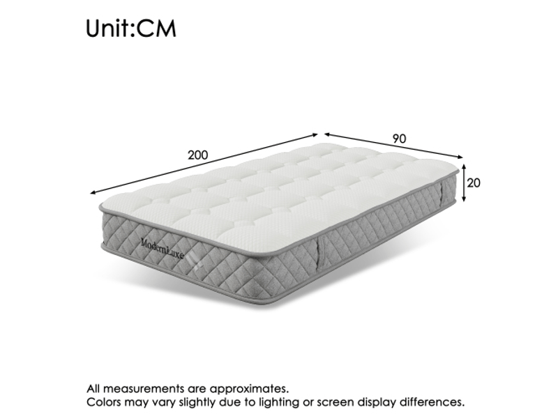  Sommier tapissier 90x200 cm à 7 zones à ressorts ensachés, mousse froide soutien renforcé, fermeté h3,20 cm, 4 poignées + sous vide  - Conforama C