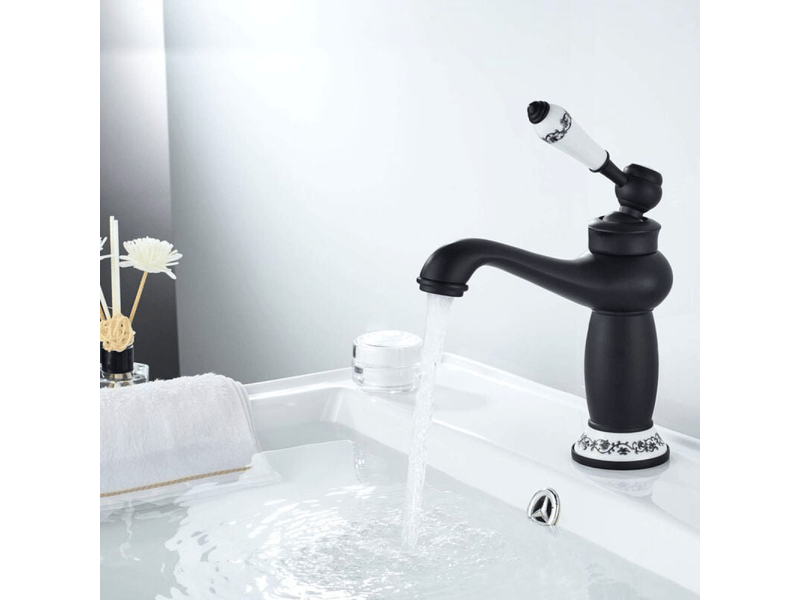  Mitigeur de salle de bain, mitigeur de lavabo, mitigeur de lavabo de salle de bain, mitigeur de lavabo vintage, laiton, noir  - Conforama B