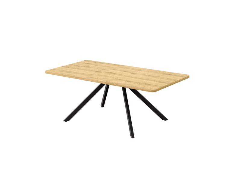  Table de salle à manger extensible 160 à 240 x 90 cm chêne clair mdf, pieds en métal, 6 à 10 personnes  - Conforama D