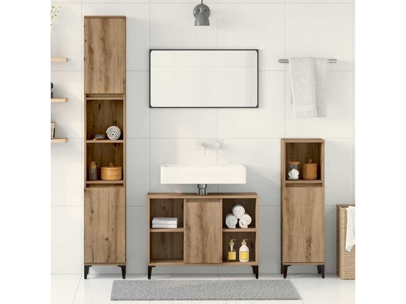 Ensemble de mobilier de salle de bain 3 pièces chêne artisanal cf64448 - Conforama B