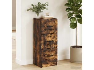 Armoire de rangement bureau, armoire à tiroirs chêne fumé 33 x 34,5 x 87 cm