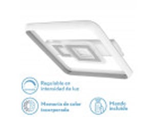 Fabrilamp sucre, plafonnier, moderne, led, 80 w, 7600 lm, 3000-4000-6500 k, blancgris, 7 x 51 x 51 cm