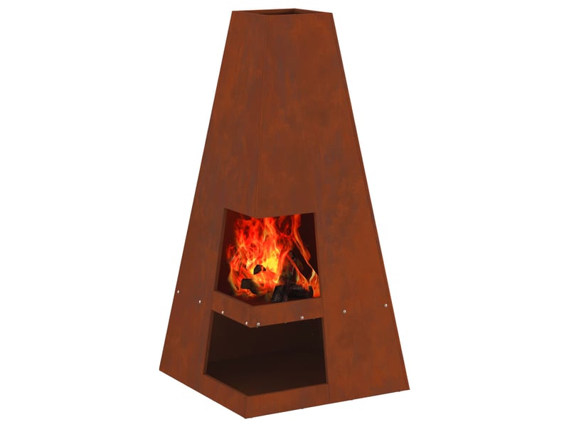  Brasero exterieur, foyer camping rouillé 50x50x100 cm acier patiné shl28551  - Conforama C