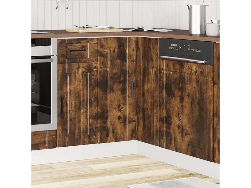 Armoire d'angle de cuisine porto chêne fumé bois d'ingénierie  - Conforama C