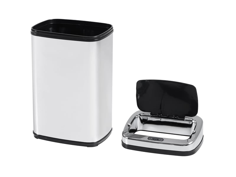  Poubelle automatique 30 l 33 x 25 x 58 cm argent en acier inoxydable, capteur infrarouge et commande manuelle  - Conforama A