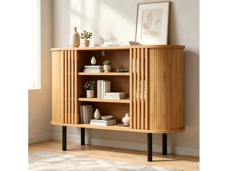  Buffet et enfilade avec 3 niches ouvertes et 4 pieds réglables pour salon et salle à manger, en mdf, 120 × 40 × 80 cm  - Conforama B