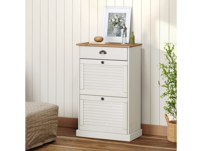  Meuble à chaussure, armoire à chaussures vigo 60x35x96 cm blanc bois massif de pin  - Conforama B