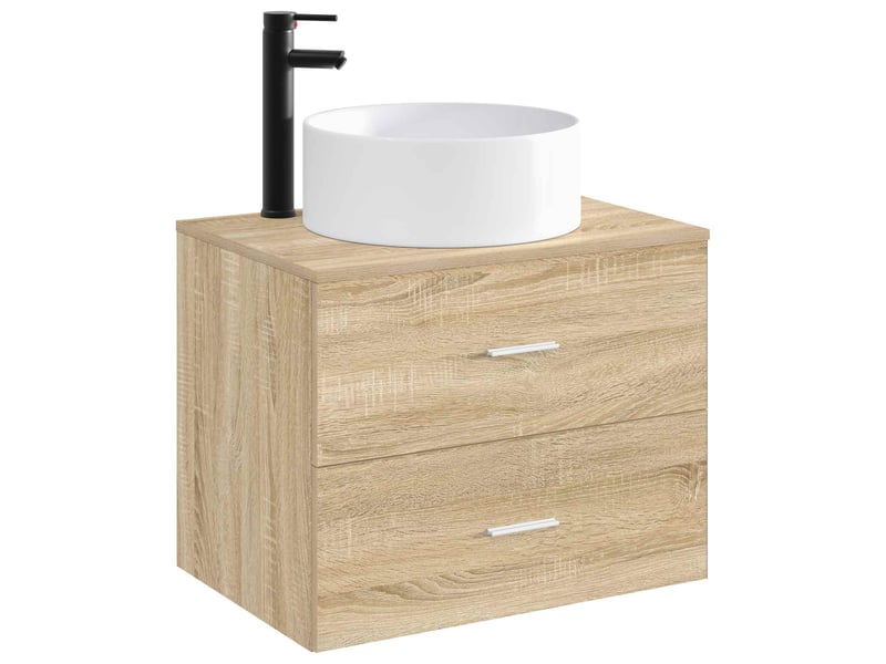  Lavabo de salle de bain avec robinet et évacuation noir mat shl3678  - Conforama C