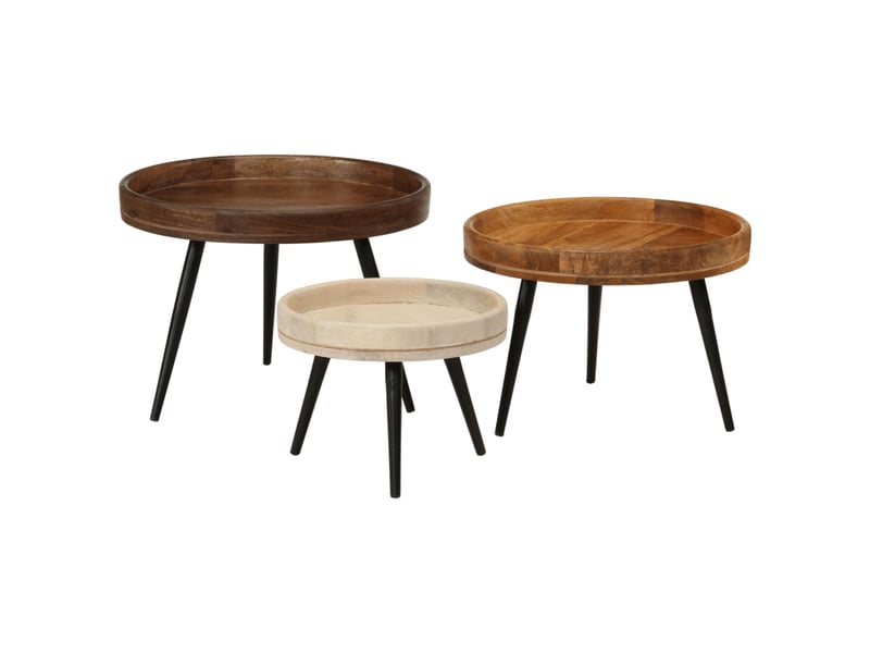  Tables basses rondes 3 pcs - table de salon - table à thé bois de manguier massif  - Conforama B