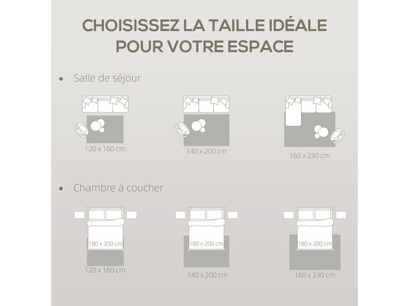  Tapis salon 230 x 160 cm, tapis à poils épais géométrique, crème, moelleux et antidérapant  - Conforama R