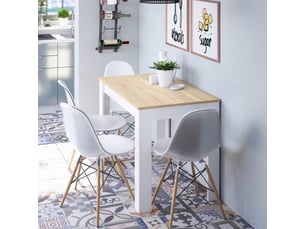 Table à manger 109x67x78 cm en décor naturel et blanc - nimes