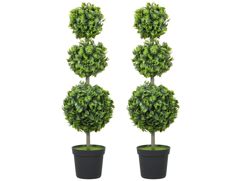  Plantes artificielles en pot, feuilles en plastique, terreau floqué, vert  - Conforama A
