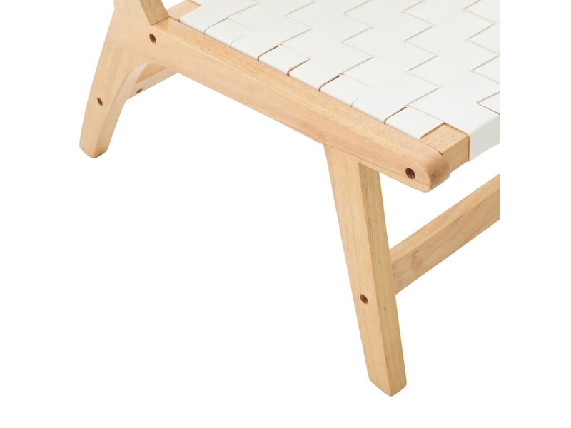 Fauteuil de détente sans accoudoirs 71x66x72 cm en pu tressé blanc - Conforama R