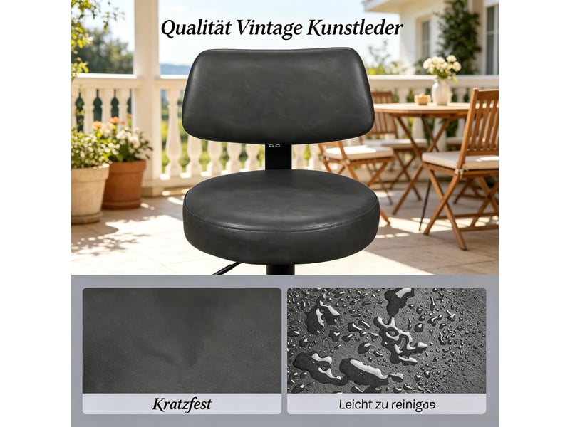  Tabourets de bar lot de 2 réglables en hauteur - lpospi - pivotants à 360°, repose-pieds, similicuir - anthracite  - Conforama E