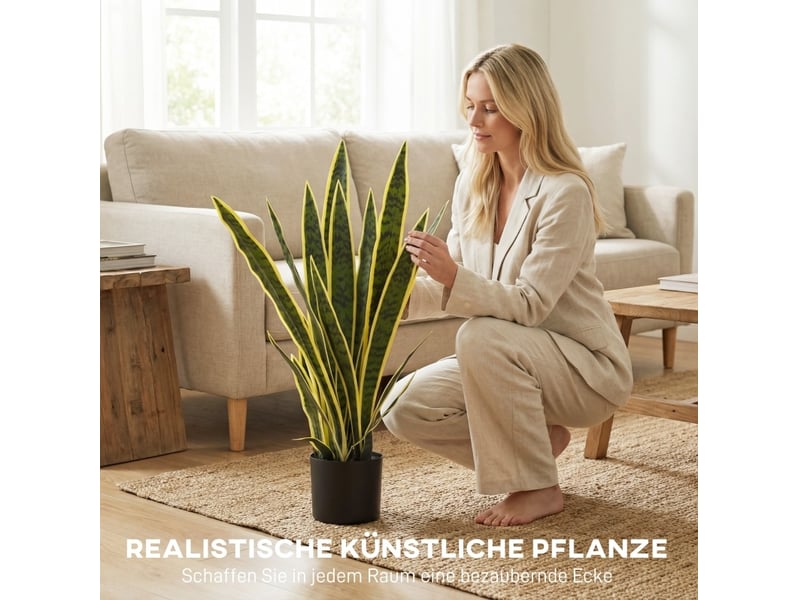  Plante artificielle sansevieria 77 cm – verte – pot inclus, feuillage flexible et aspect naturel  - Conforama E