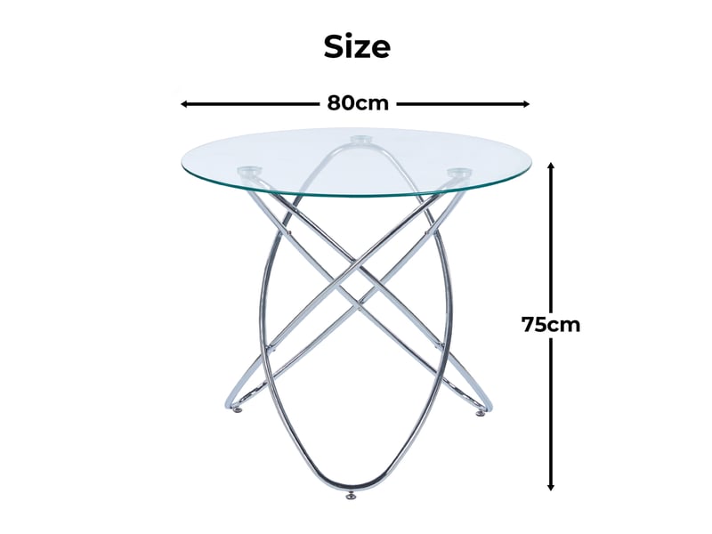  Table de salle à manger en verre et métal chromé  - Conforama E
