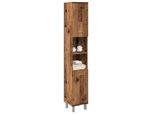 Armoire de salle de bain, meuble de rangement vieux bois 30x30x179cm bois ingénierie