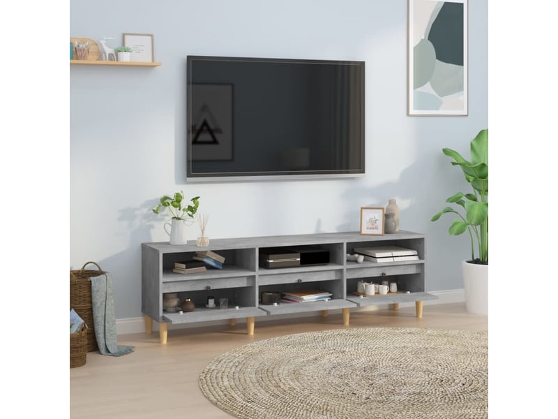  Meuble tv - banc tv - meuble de rangement gris béton 150x30x44,5 cm bois d'ingénierie  - Conforama C