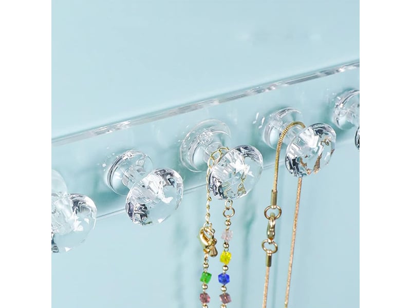  Paquet de 2 cintres de collier, support de colliers en acrylique, organisateur de bijoux mural suspendu avec 12 crochets en forme de diamant, transparent  - Conforama E