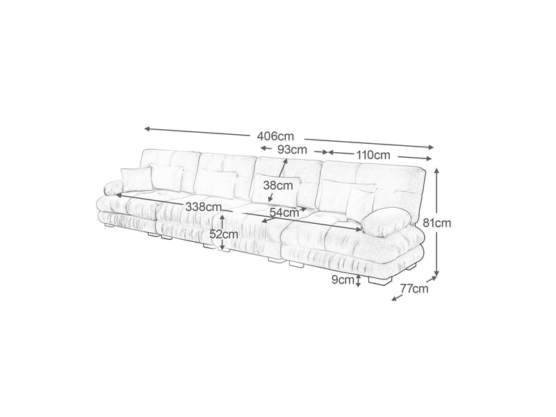  Canapé d'angle modulaire 4 places avec assise profonde et coussins, pour salon, en chenille jaune  - Conforama E