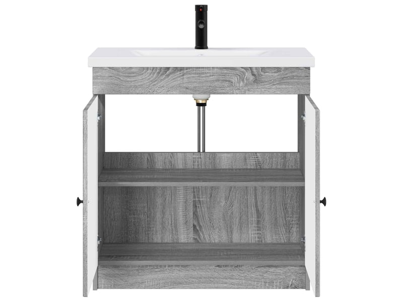 Ensemble de mobilier de salle de bain sonoma gris shl8759 - Conforama C