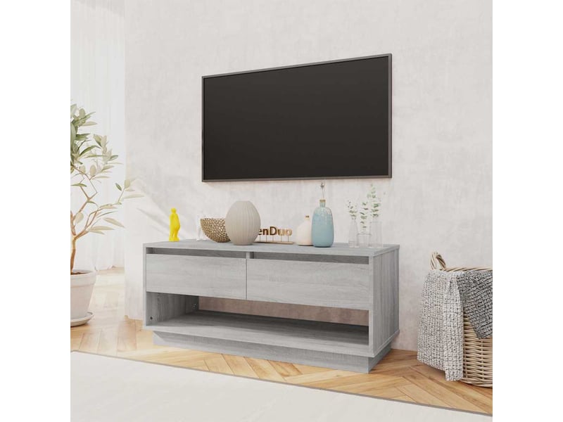  Meuble tv - banc tv - meuble de rangement sonoma gris 102x41x44 cm bois d'ingénierie  - Conforama C