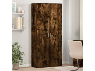 Buffet haut - bahut - meuble de rangement chêne fumé 80x35x180 cm bois d'ingénierie