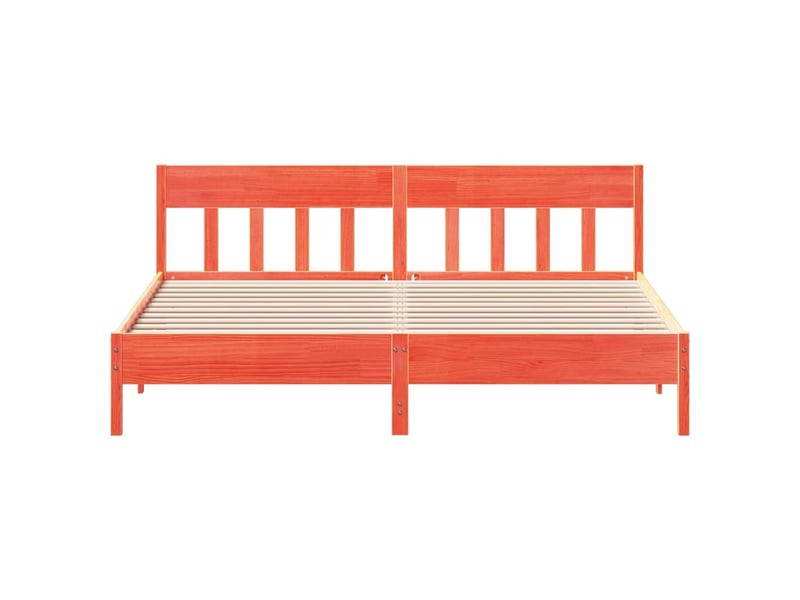  Lit double- lit adulte -  cadre de lit sans matelas  marron 200x200cm bois pin massif  - Conforama C