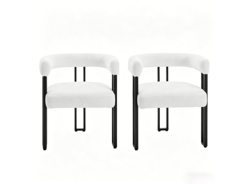  Chaise de lecture confortable, dossier et accoudoirs, lot de 2, salon et salle à manger, coloris café et maquillage  - Conforama A