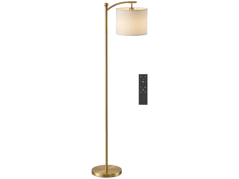  Lampadaire led, à intensité variable en continu par interrupteur au pied et minuterie, doré  - Conforama A