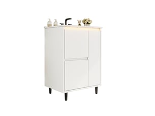 Meuble sous lavabo sur pied 61x46,5x87 cm avec vasque intégrée blanc
