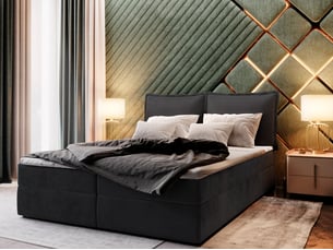 Lit avec rangement 180x200 cm <strong>MASSENO</strong> <strong></strong> coloris noir